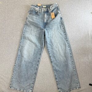 Levi's Cinch Baggy Jeans Y2K Streetwear 27 Light Blue Wash High Rise Wide Leg